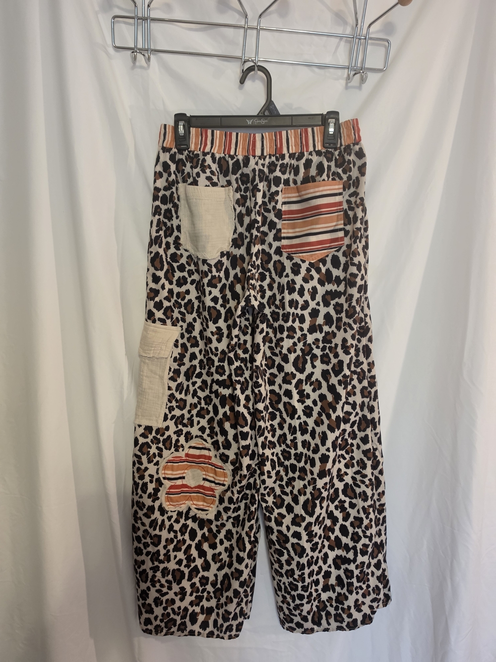 Source Unknown Leopard Print Patchwork Pants - Brown, Cream, Orange